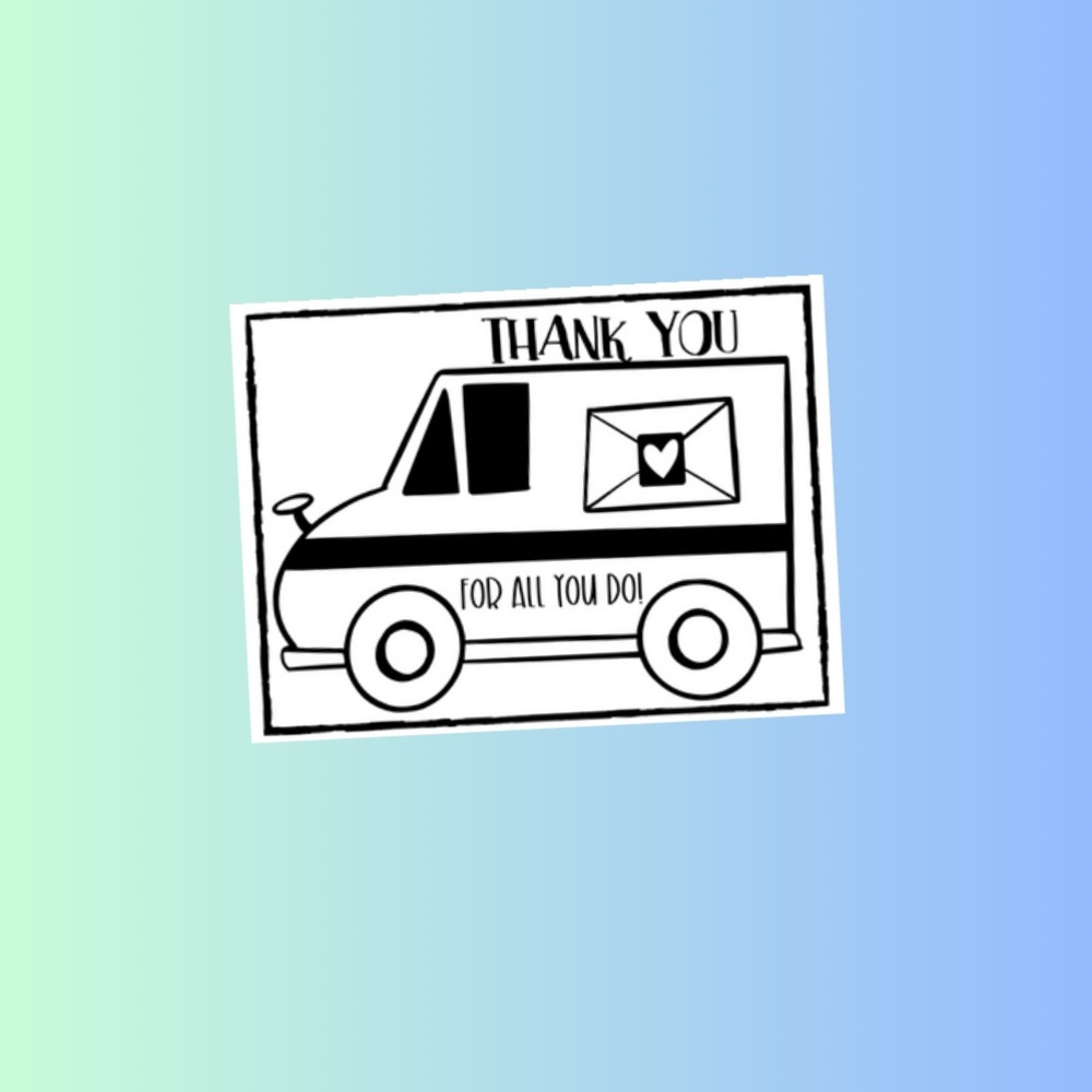 Waterproof USPS Mail Truck Thank You Stickers
